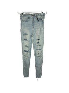 American Eagle Outfitters Highest Rise Jegging Distressed Size 2 Long Denim